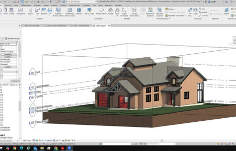 Rendu 3D montrant la cabane à sucre neuve en vue d’ensemble